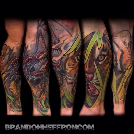 Tattoos - Dragon & Tiger leg sleeve - 86647
